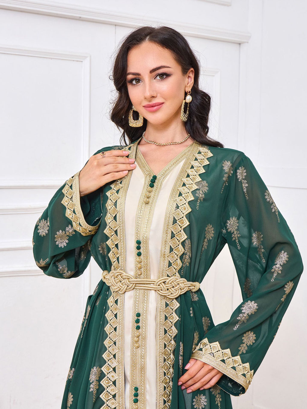 Women's Embroidered Cardigan Vest Two-piece Set Dress