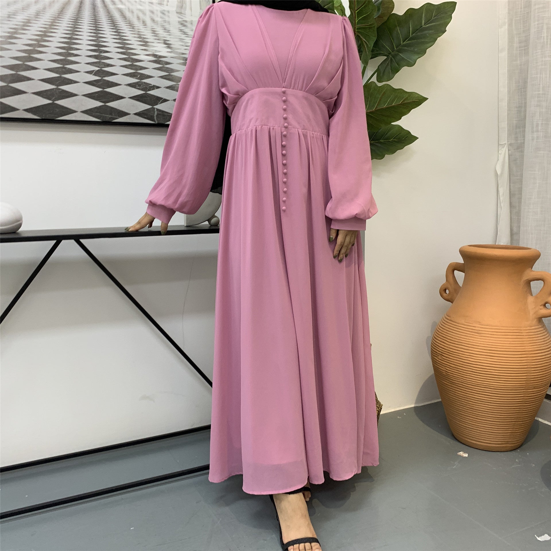 High-density Double Chiffon Fashion Simple And Elegant Dress