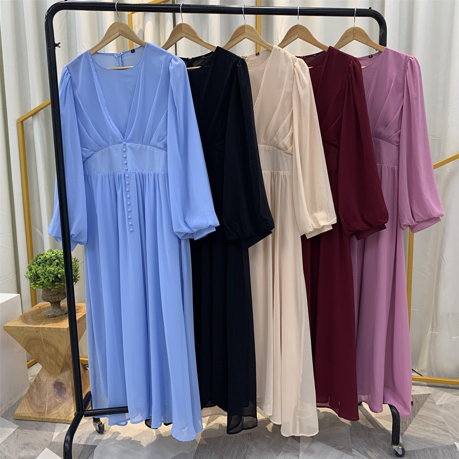 High-density Double Chiffon Fashion Simple And Elegant Dress