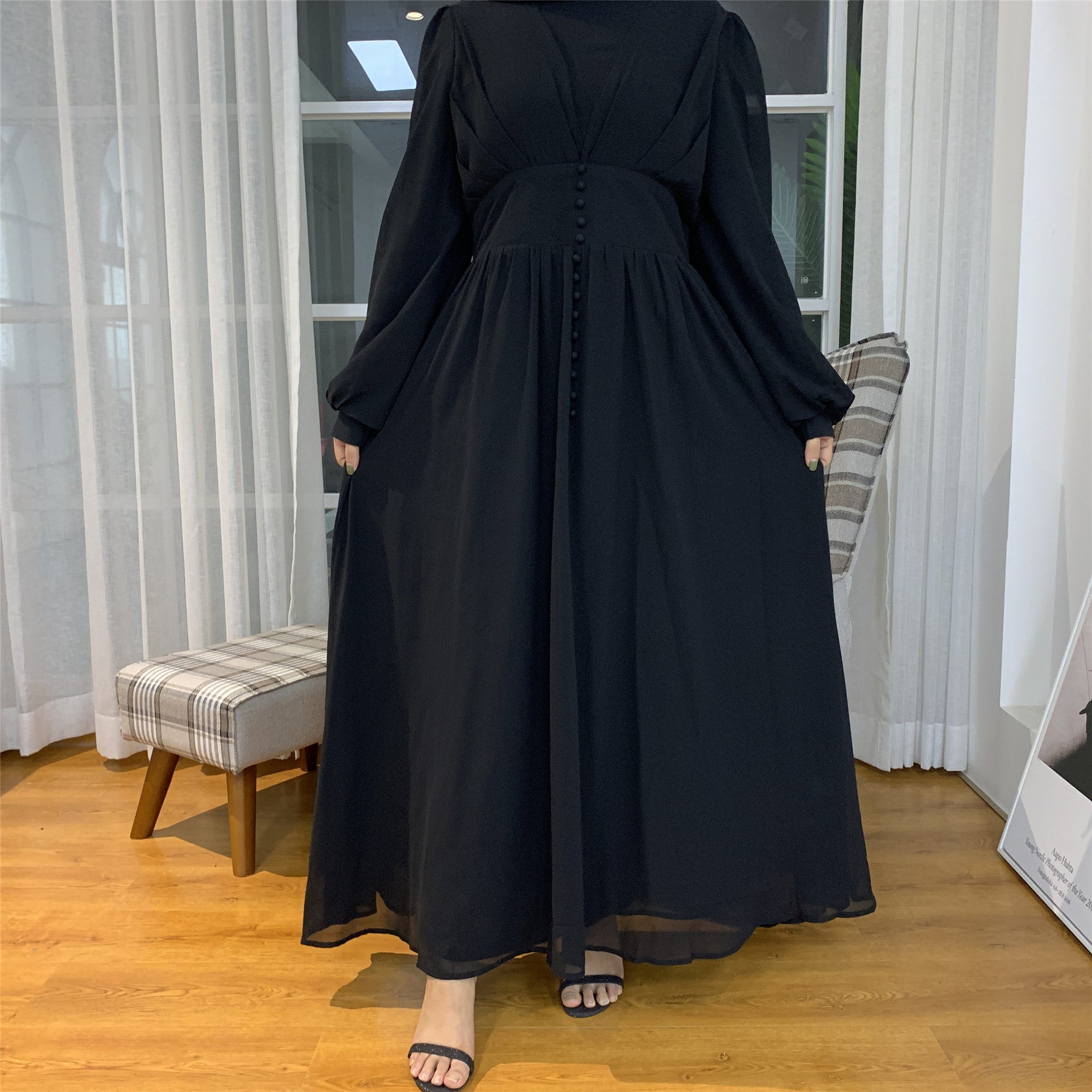 High-density Double Chiffon Fashion Simple And Elegant Dress