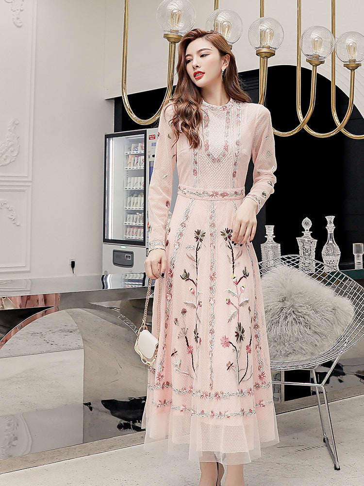 Amira Temperament Skirt Heavy Embroidered Thin Dress