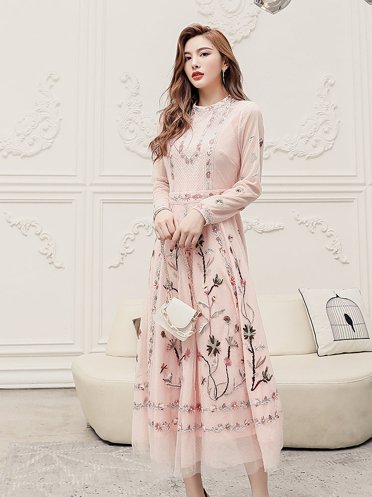 Amira Temperament Skirt Heavy Embroidered Thin Dress