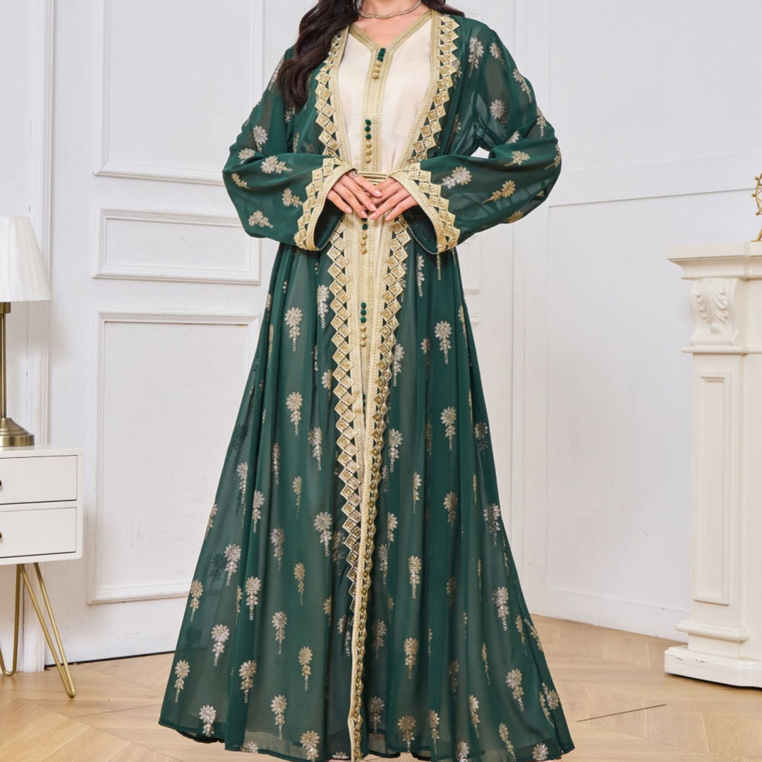 Women's Embroidered Cardigan Vest Two-piece Set Dress