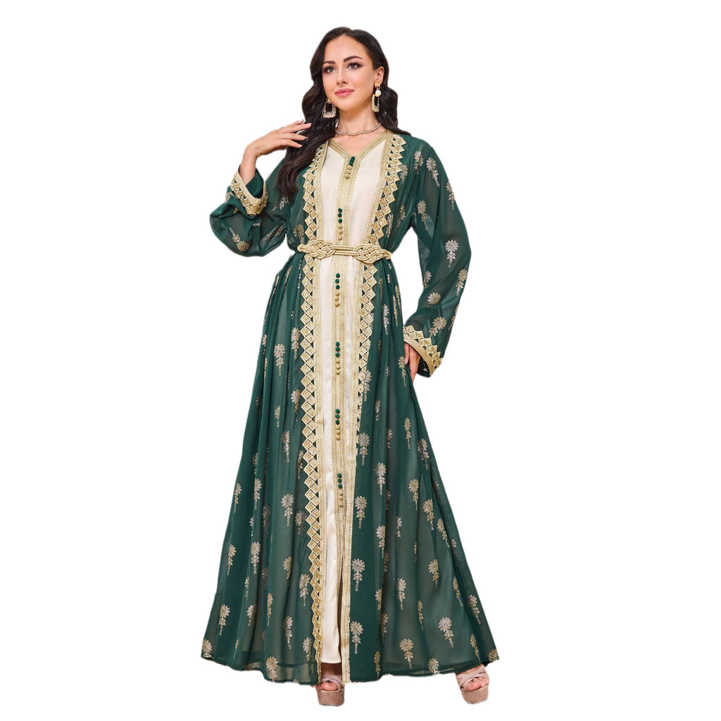 Women's Embroidered Cardigan Vest Two-piece Set Dress