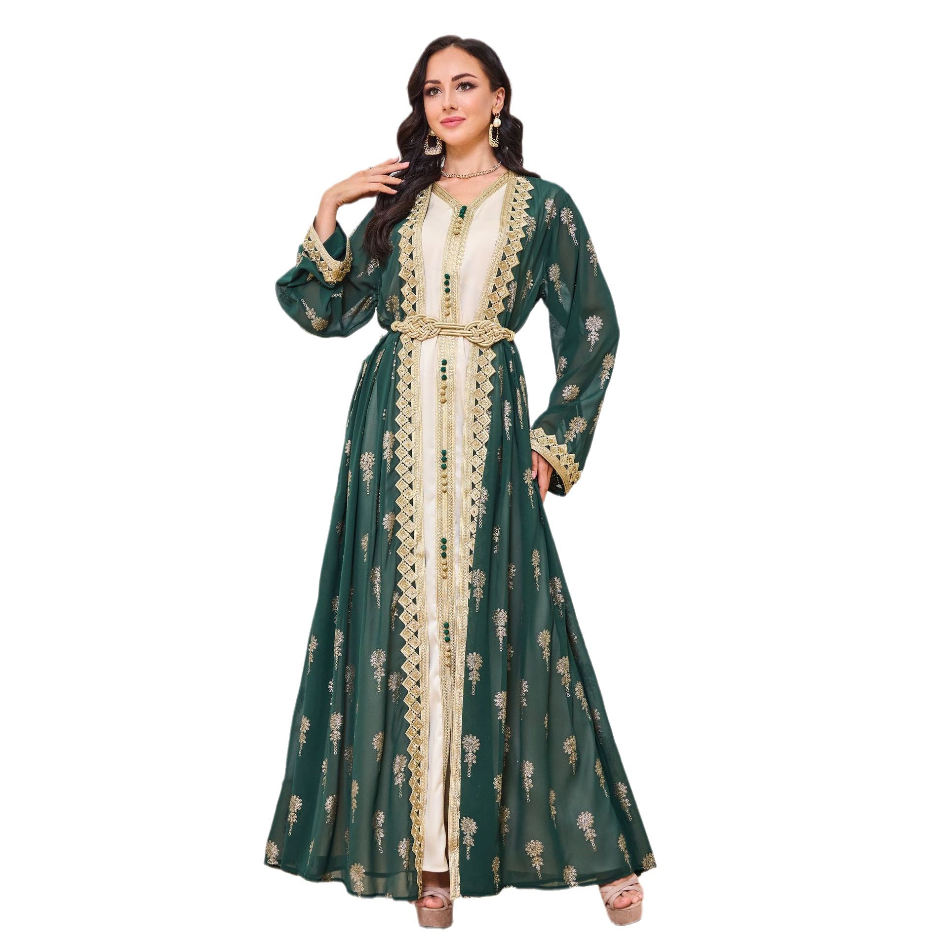 Women's Embroidered Cardigan Vest Two-piece Set Dress