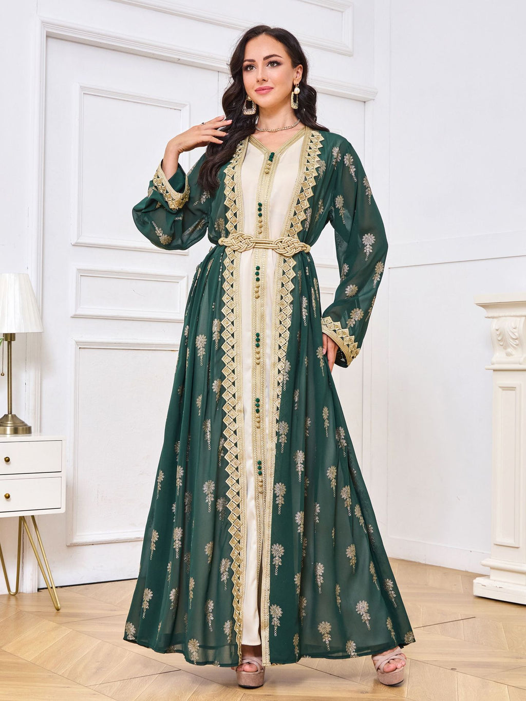 Women's Embroidered Cardigan Vest Two-piece Set Dress