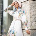 Fashion Puff Sleeves Lapel Robe Arabic