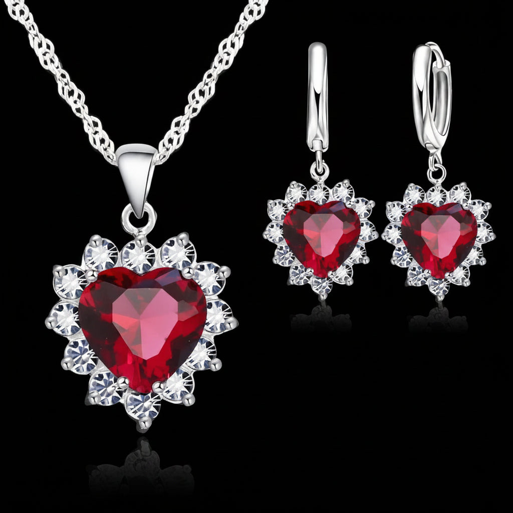 Delicate Heart Duo – Pendant & Hoops
