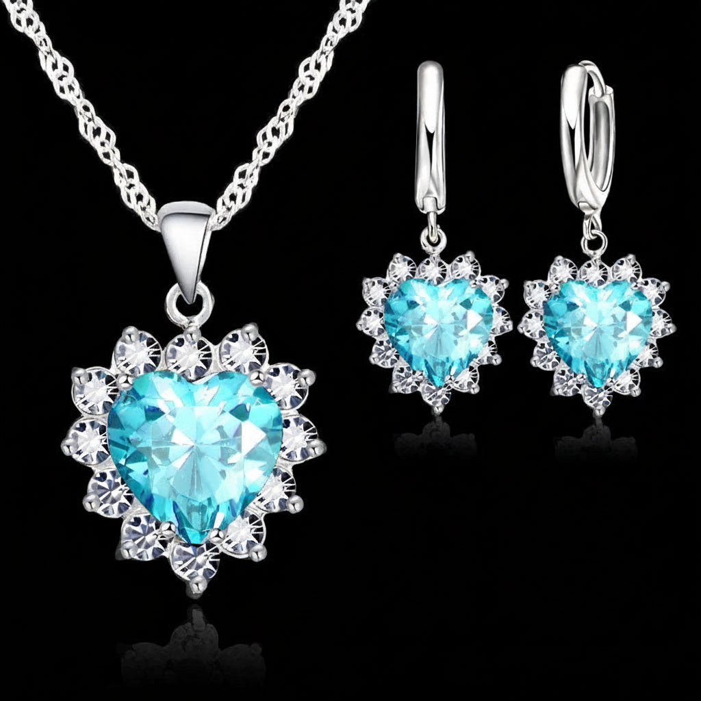 Delicate Heart Duo – Pendant & Hoops