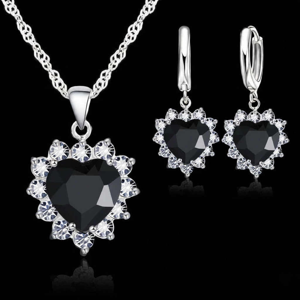 Delicate Heart Duo – Pendant & Hoops