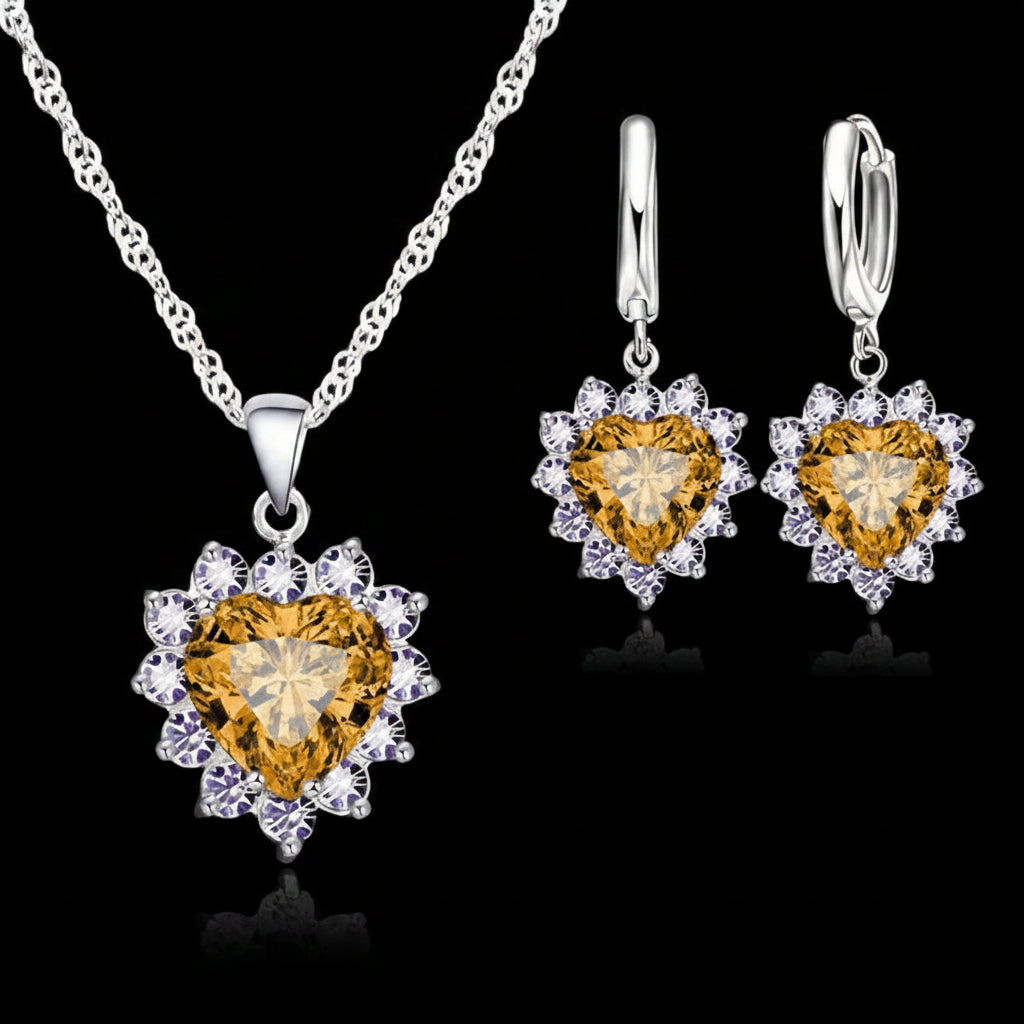 Delicate Heart Duo – Pendant & Hoops