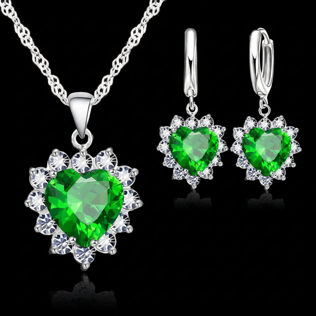 Delicate Heart Duo – Pendant & Hoops