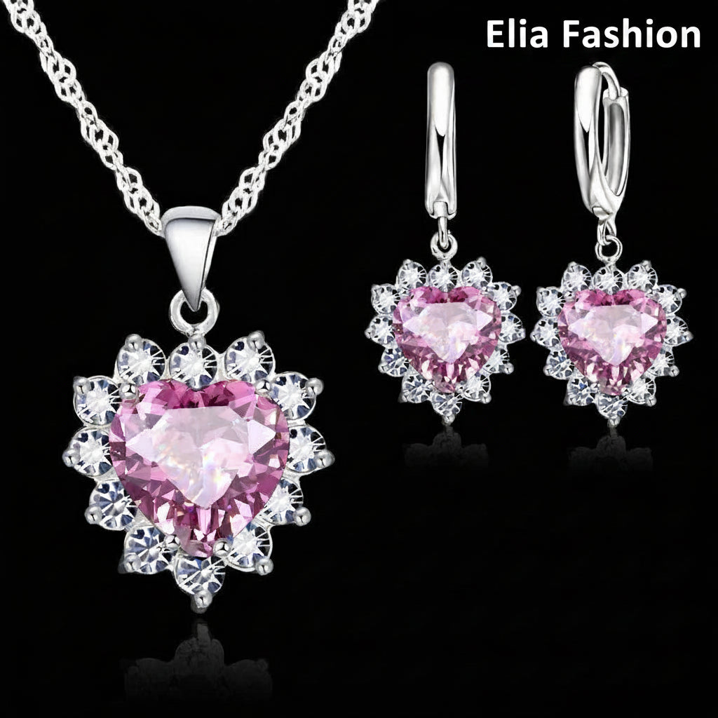 Delicate Heart Duo – Pendant & Hoops