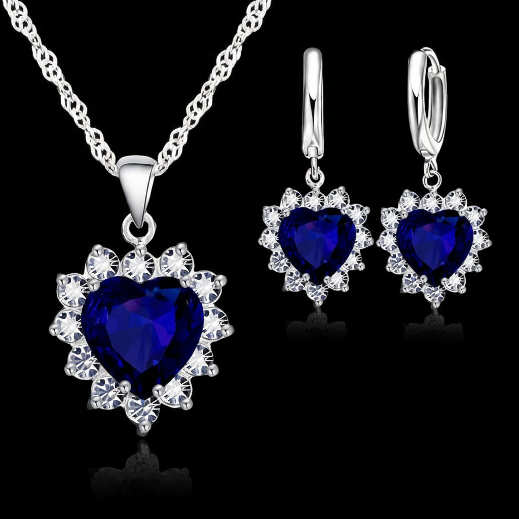 Delicate Heart Duo – Pendant & Hoops