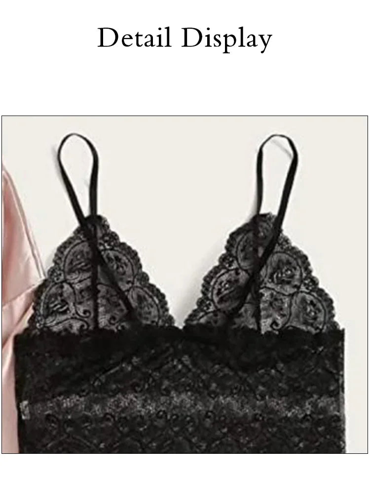 Midnight Bloom Satin Lingerie & Robe Set (4‑Piece)