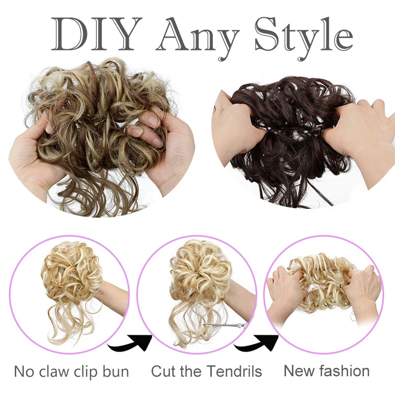 Elegant Messy Curl Magic Bun