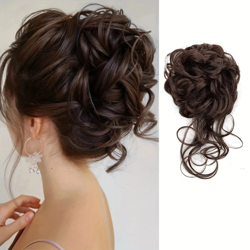 Elegant Messy Curl Magic Bun