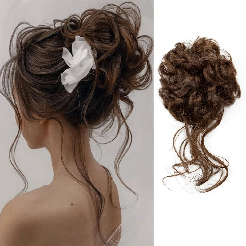 Elegant Messy Curl Magic Bun