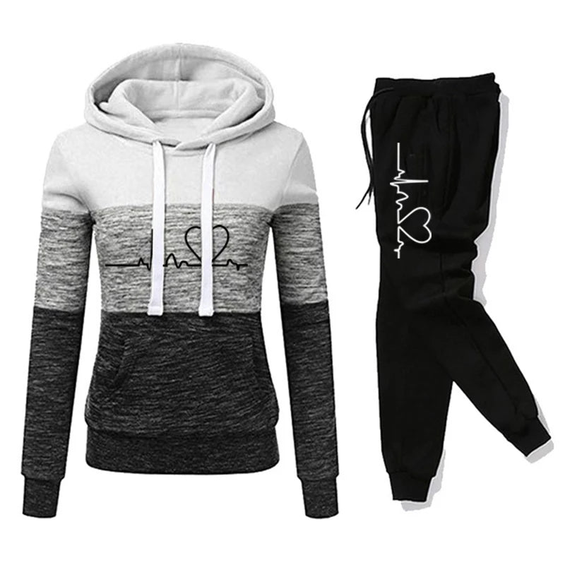 Women’s Color Block Tracksuit Set – Hooded Sweatshirt & Jogger Pants | Elia Store Quality Check