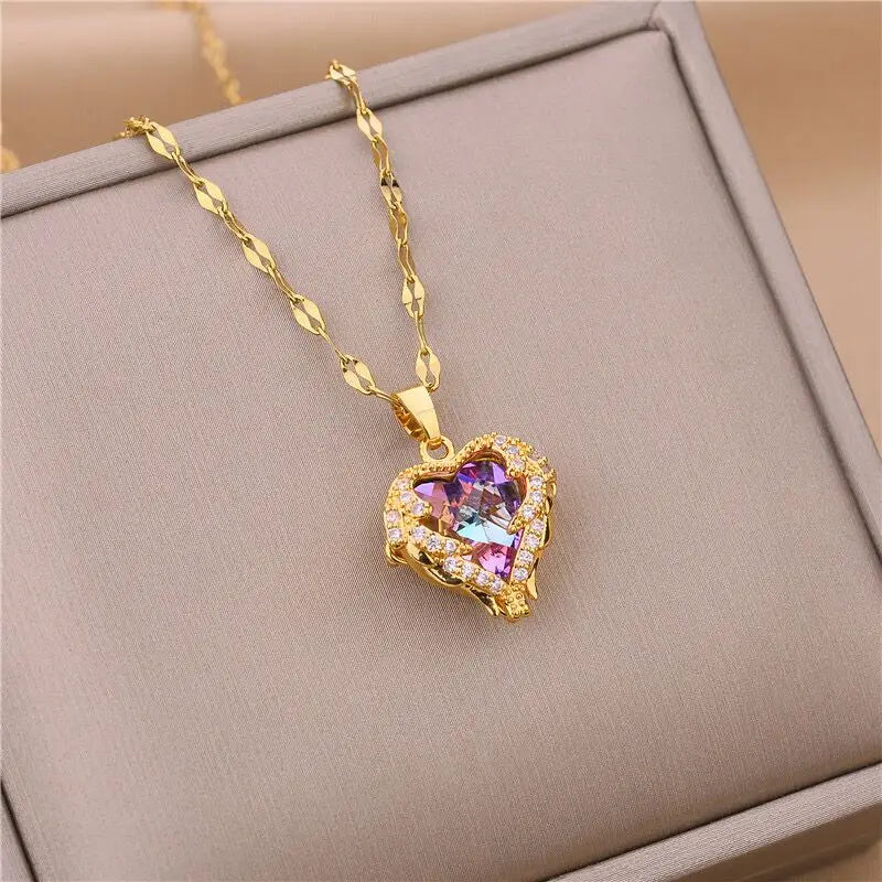 Luxe Ocean Radiance Heart Pendant