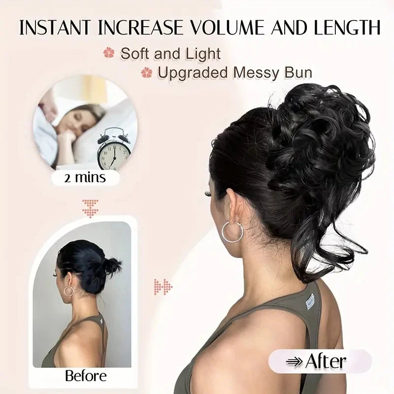 Elegant Messy Curl Magic Bun