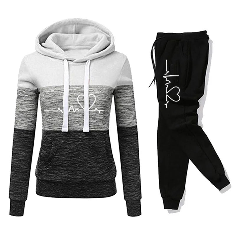 Women’s Color Block Tracksuit Set – Hooded Sweatshirt & Jogger Pants | Elia Store Quality Check