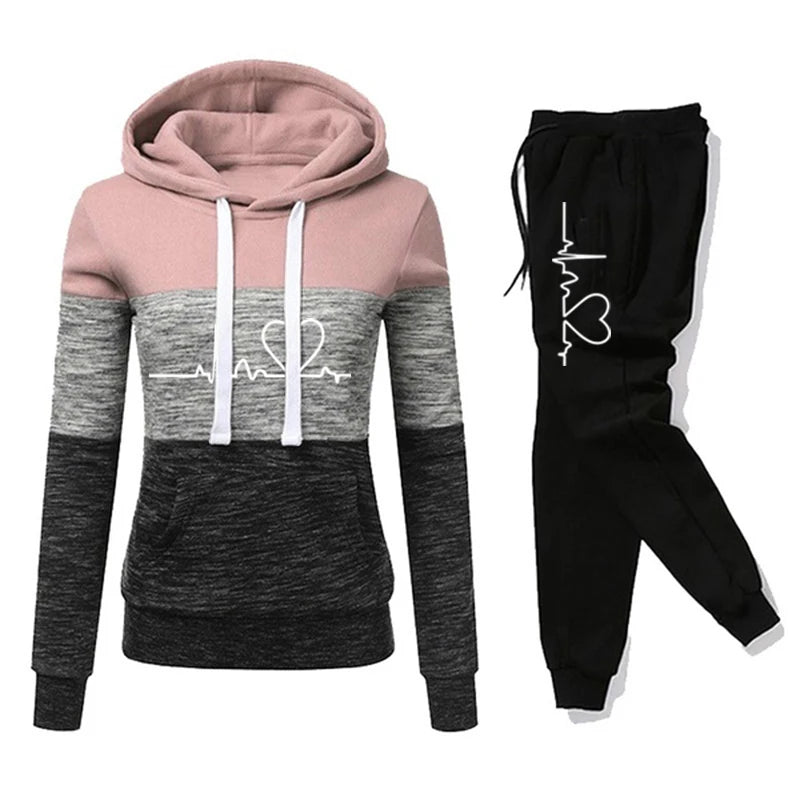 Women’s Color Block Tracksuit Set – Hooded Sweatshirt & Jogger Pants | Elia Store Quality Check