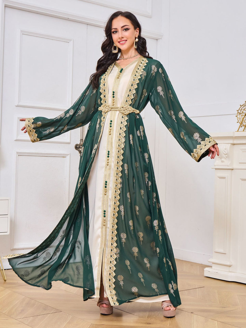Women's Embroidered Cardigan Vest Two-piece Set Dress
