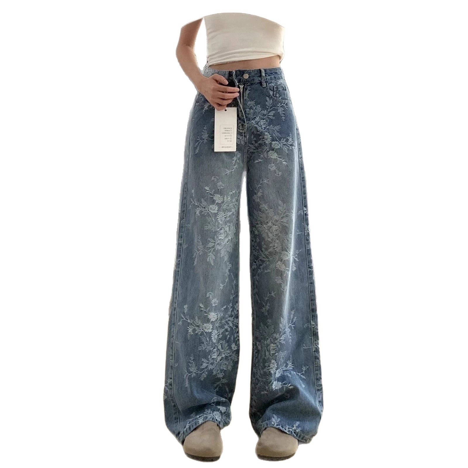Loose-fitting Wide-leg Pants Retro Straight-leg Long Pants